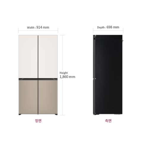 세련된 디자인과 대용량을 갖춘 LG전자 디오스 오브제컬렉션 냉장고