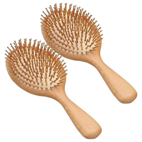 메오 원목 두피 마사지 브러쉬 빗 대, 2개