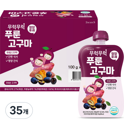 이유케어스 무럭무럭 과일퓨레 7p, 푸룬고구마, 100g, 35개