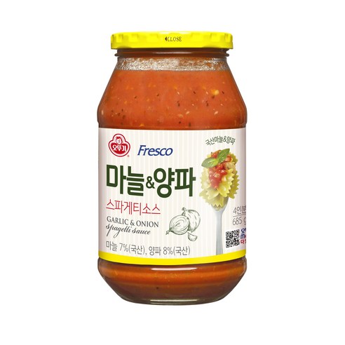 오뚜기 프레스코 마늘 & 양파 스파게티소스, 685g, 1개