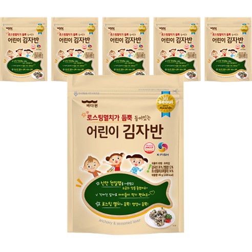바다원 어린이 김자반 40g, 6개, 오리지널