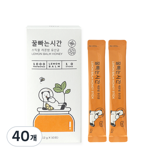 시속삼십킬로미터 꿀빠는시간 스틱꿀 레몬밤 유산균 박스, 40개, 12g