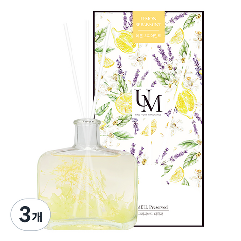 유멜 프리저브드 디퓨저 200ml, 레몬스피아민트, 3개