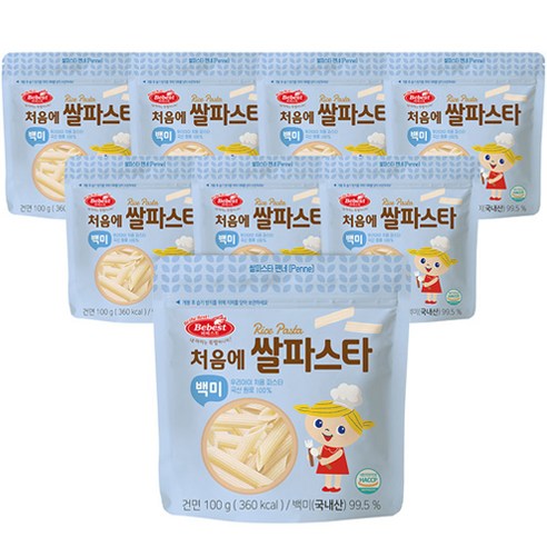 베베스트 유아용 처음에 쌀파스타 백미 100g, 100g, 8개