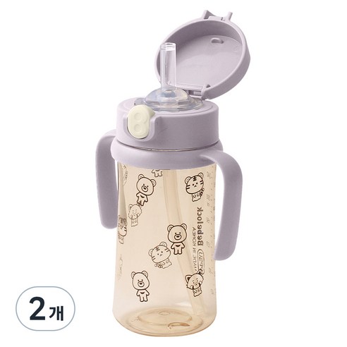 베베락 국내 제조 아이와 PPSU 원터치 빨대컵 270ml, 2개, 라벤더