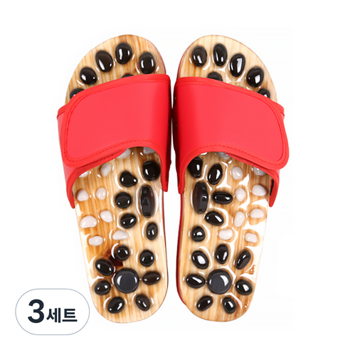 마켓A 조약돌 마노 발지압 슬리퍼 225-230mm, 3세트, 레드