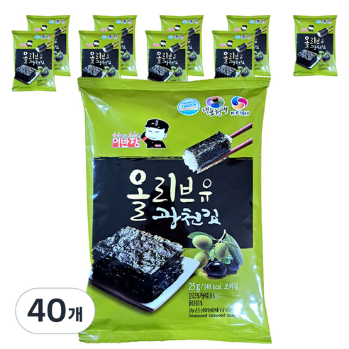 이반장 올리브유 전장 광천김, 40개, 25g