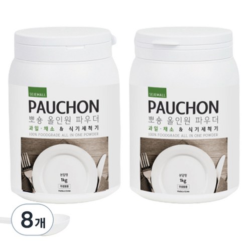 뽀숑 올인원 파우더 식기세척기 세제, 1kg, 8개