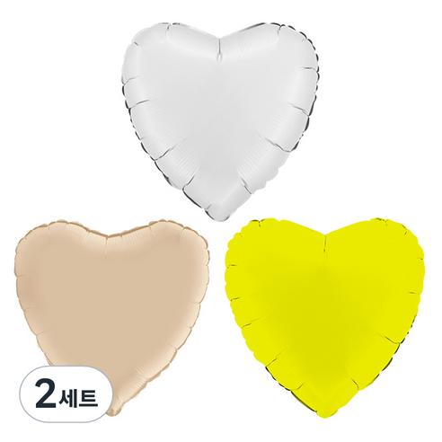 그라보벌룬 은박 하트풍선 3종 세트, 새틴화이트, 크림, 매트라임그린, 2세트