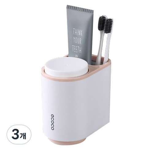 ecoco 거꾸로 더블 양치컵 홀더, 핑크, 3개