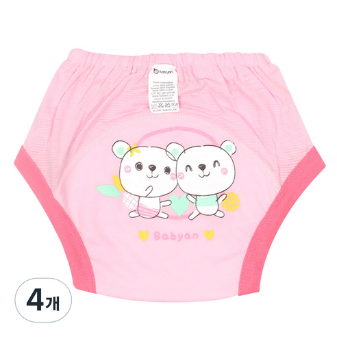 베이비앙 3중 방수 배변훈련팬티, 러블리베어, 4개