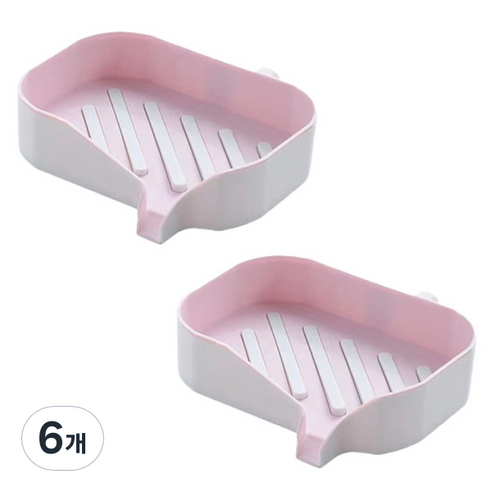 맥라이프 욕실 물빠짐 비누 받침대 케이스, 핑크, 6개