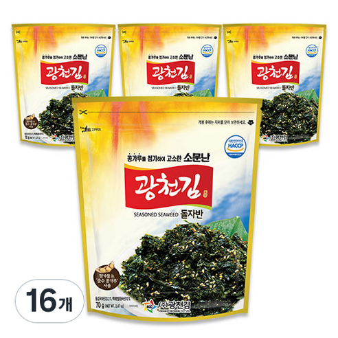 광천김 소문난 광천 돌자반, 70g, 16개