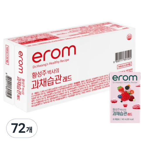 이롬 황성주 박사의 과채습관 레드, 72개, 140ml