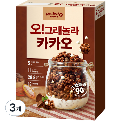 오그래놀라 카카오 시리얼, 300g, 3개
