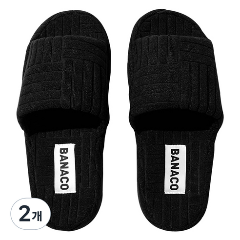 바나코 비비드 테리 룸 슬리퍼, Black, L(260-280mm), 2세트