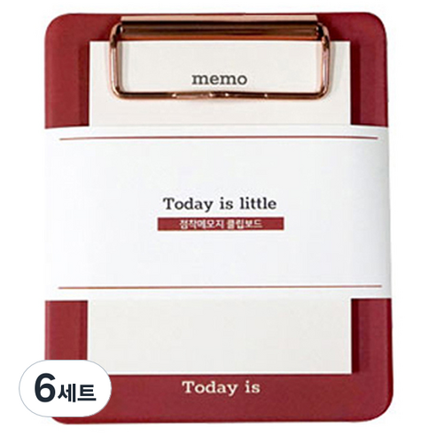 랑캣몰 투데이즈 뜯어쓰는 메모잇 + 미니 클립보드 세트 100mm x 120mm, 레드, 6세트