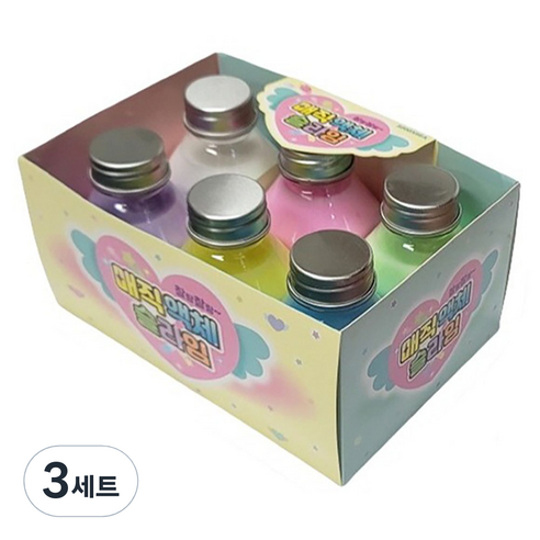 3000 매직액체 슬라임 6종 세트, 연두, 분홍, 파랑, 보라, 흰색, 노랑, 3세트