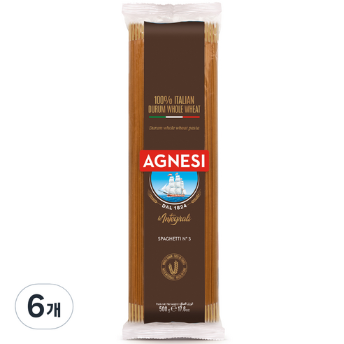 아그네시 통밀 스파게티 N.3, 500g, 6개