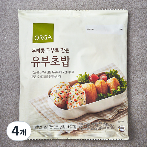 올가홀푸드 우리콩 두부로 만든 유부초밥 4인, 356g, 4개