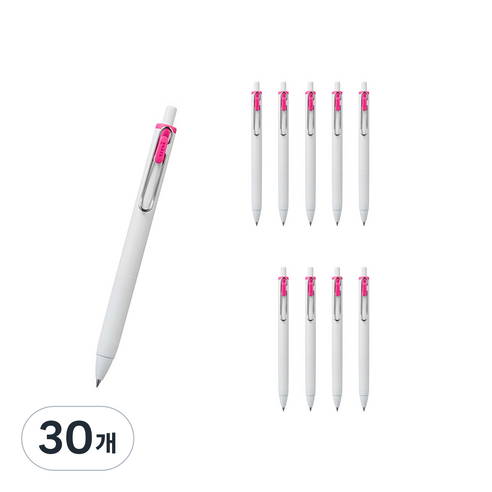 유니볼 원 중성 잉크펜 0.5mm, 핑크, 30개