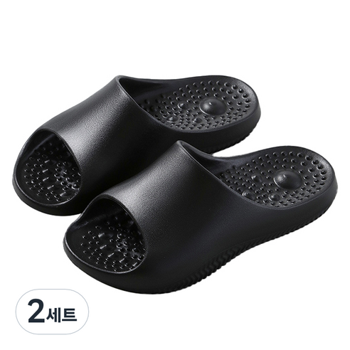 언헤브 스타일리쉬 지압 슬리퍼 세트 250, 01 블랙, 2세트