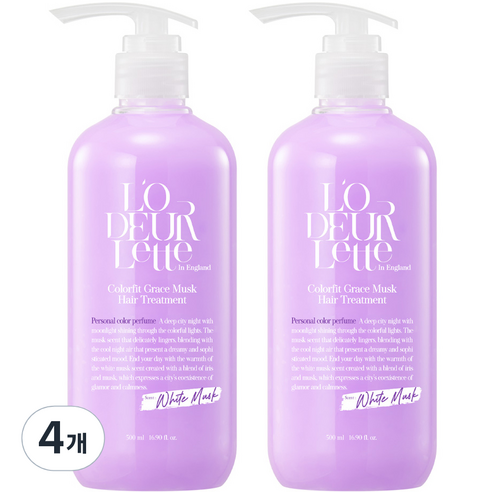 로더렛 인 잉글랜드 컬러핏 그레이스 머스크 헤어 트리트먼트, 4개, 500ml