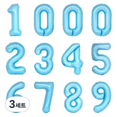 파티아일랜드 숫자 호일 풍선 12p 세트 40cm, 블루, 3세트