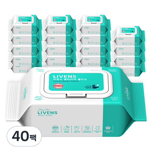 리벤스 소프트 클린 화장실 비데티슈 캡형, 55g, 100매, 40개