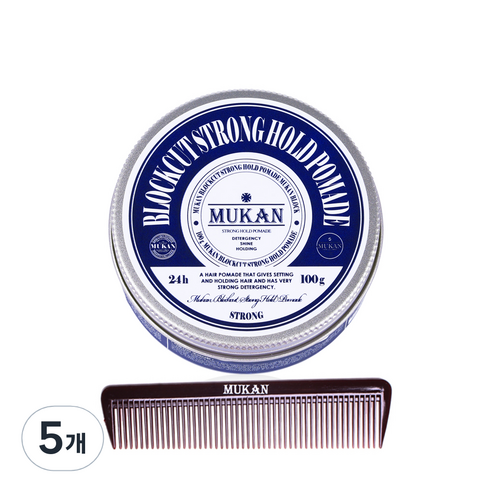 무칸 블럭컷 스트롱 홀드 포마드 빗포함, 100g, 5개