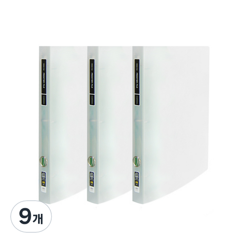 노블 투명 프론티어 프리미엄 A4 2cm D링 바인더 3공, 백색, 9개