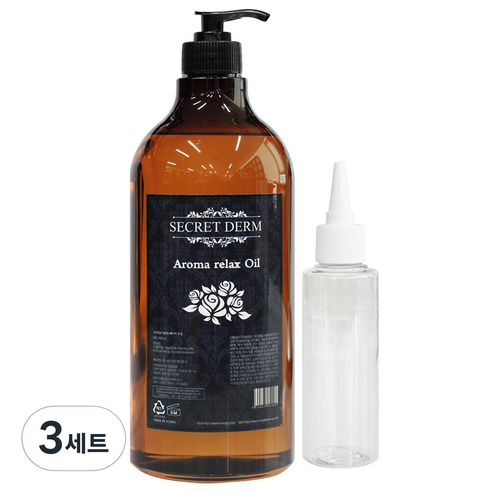 시크릿덤 아로마 아로마 릴렉스 마사지오일 페퍼민트향 1000ml+ 펌프 + 공병 100ml, 3세트
