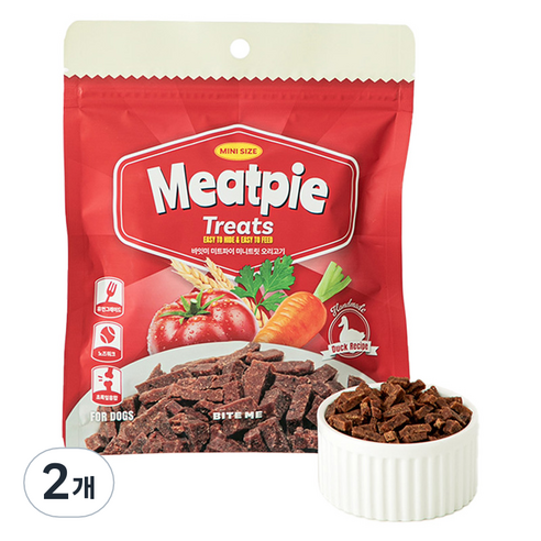 바잇미 강아지 미트파이 노즈워크 초미니 트릿, 60g, 2개, 오리고기