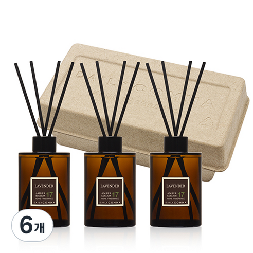 데일리콤마 엠버 에디션 디퓨져 200ml x 3p + 블랙리드스틱 12p 세트, 라벤더, 6개