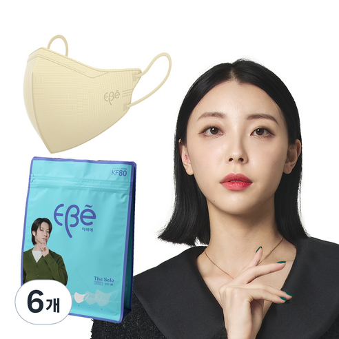 이비에 더세로 마스크 중형 KF80, 30개입, 6개, 아이보리