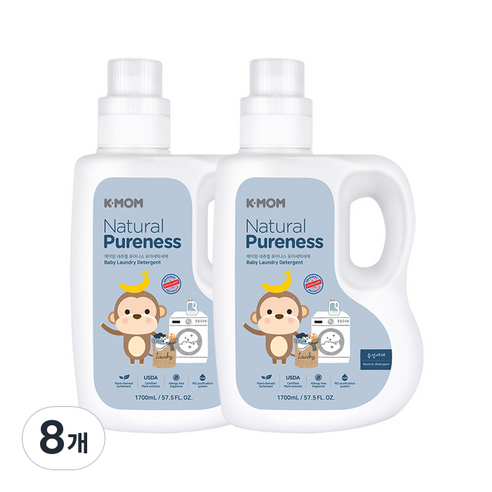 케이맘 유아세탁세제 용기형, 1.7L, 8개