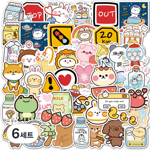 리빙홈디테일 캐리어 노트북 여행 방수 스티커 50p 세트, 타입S, 6세트