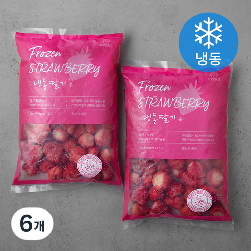 푸디즈 딸기 (냉동), 1kg, 6개