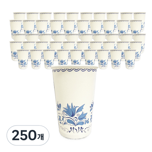 대한웰빙은박접시 유러피안 플라워 종이컵 380ml, 1개입, 250개