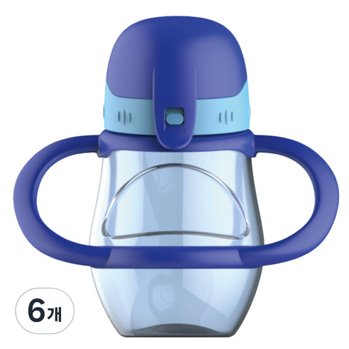 버즈 흘림방지 양손 빨대컵 300ml, 블루, 6개