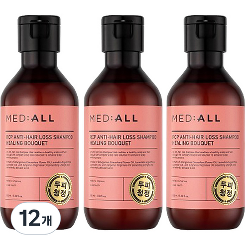 메디올 알시피 안티로스 두피청정 탈모완화 샴푸 힐링부케, 100ml, 12개