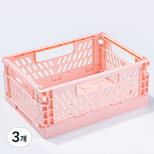 다용도 수납 정리함 폴딩박스 M, 핑크, 3개