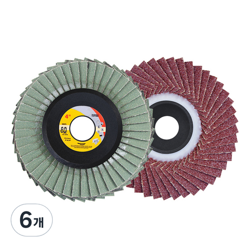 바벨롭 그라인더 사포날 해바라기 휠 페이퍼 100mm 80방, 6개
