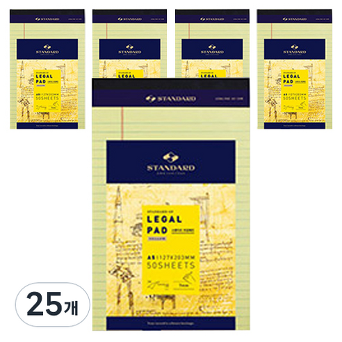 스탠다드 리갈패드 A5 50매, yellow, 1개입, 25개