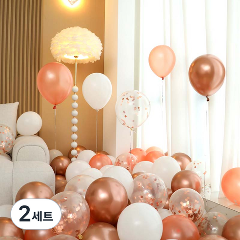 피앤비유니티 풍선 50p 세트 로즈골드, 08 로즈골드 컨페티 4색혼합, 2세트