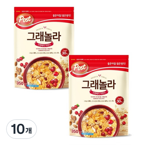 포스트 그래놀라 크랜베리 아몬드 시리얼, 350g, 10개