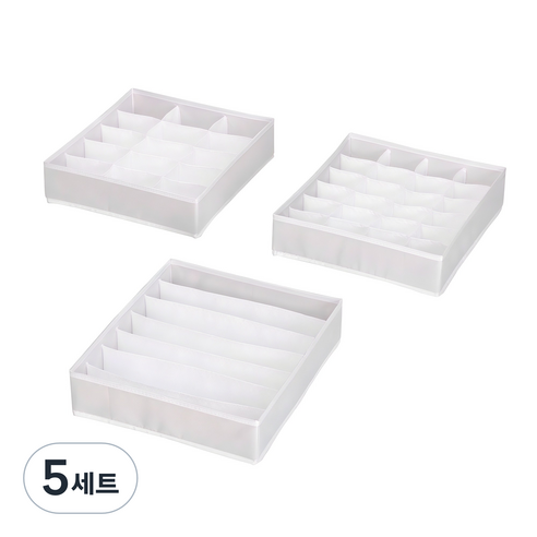 코멧 홈 프리미엄 속옷 정리함 3종(7칸+15칸+24칸), 화이트, 5세트