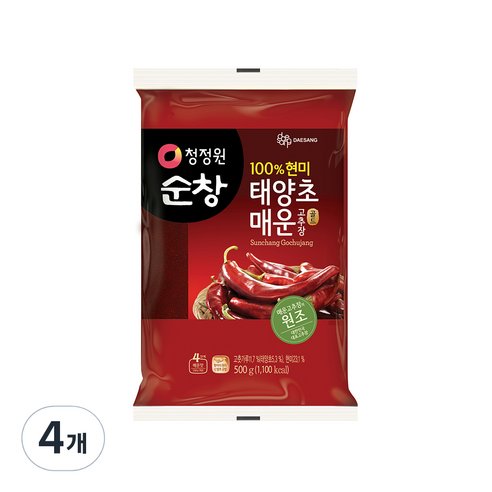 대상 청정원 순창 태양초 매운 고추장 골드, 500g, 4개