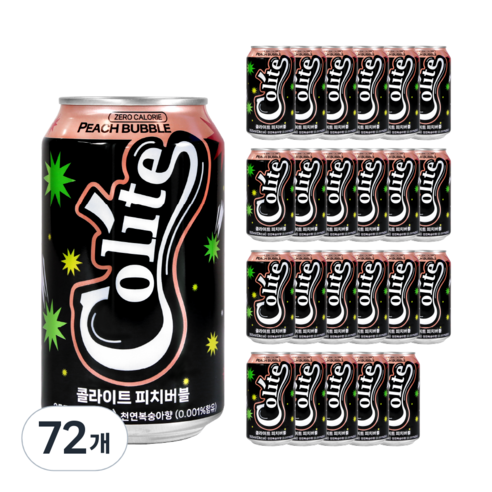 콜라이트 피치버블 제로콜라, 355ml, 72개