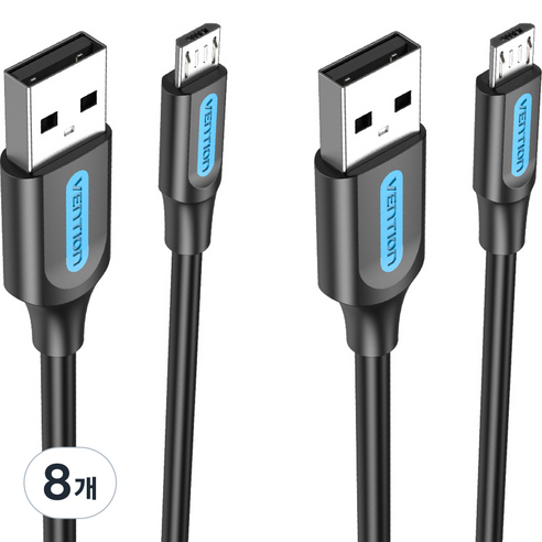 벤션 마이크로 5핀 USB 고속충전케이블, 0.5m, 블랙, 8개